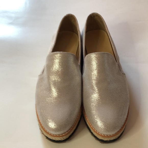 Women platform slip on Loafers Espadrilles in silver , size 38.5 - Picture 4 of 9